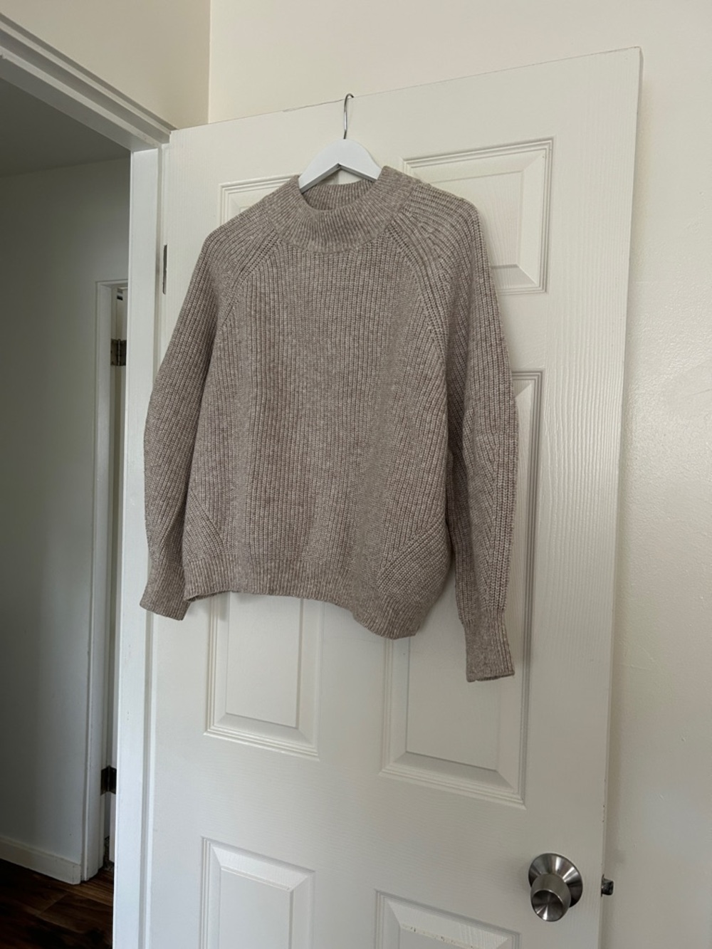 H&M Cream Ribbed Mock Neck Sweater